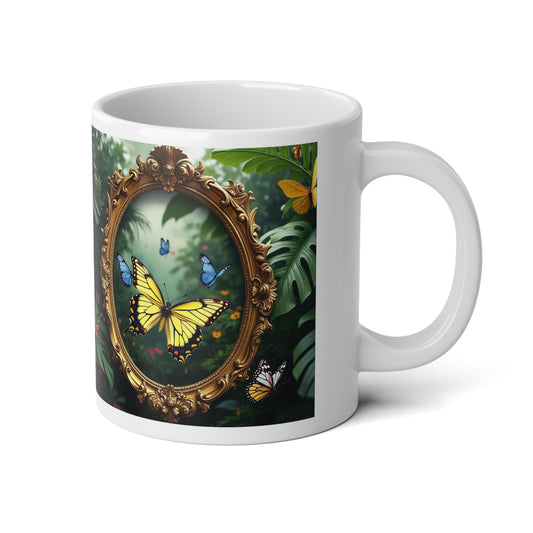 Jumbo Mug, 20oz, Framed Butterfly Party | Tropical Coffee Cup