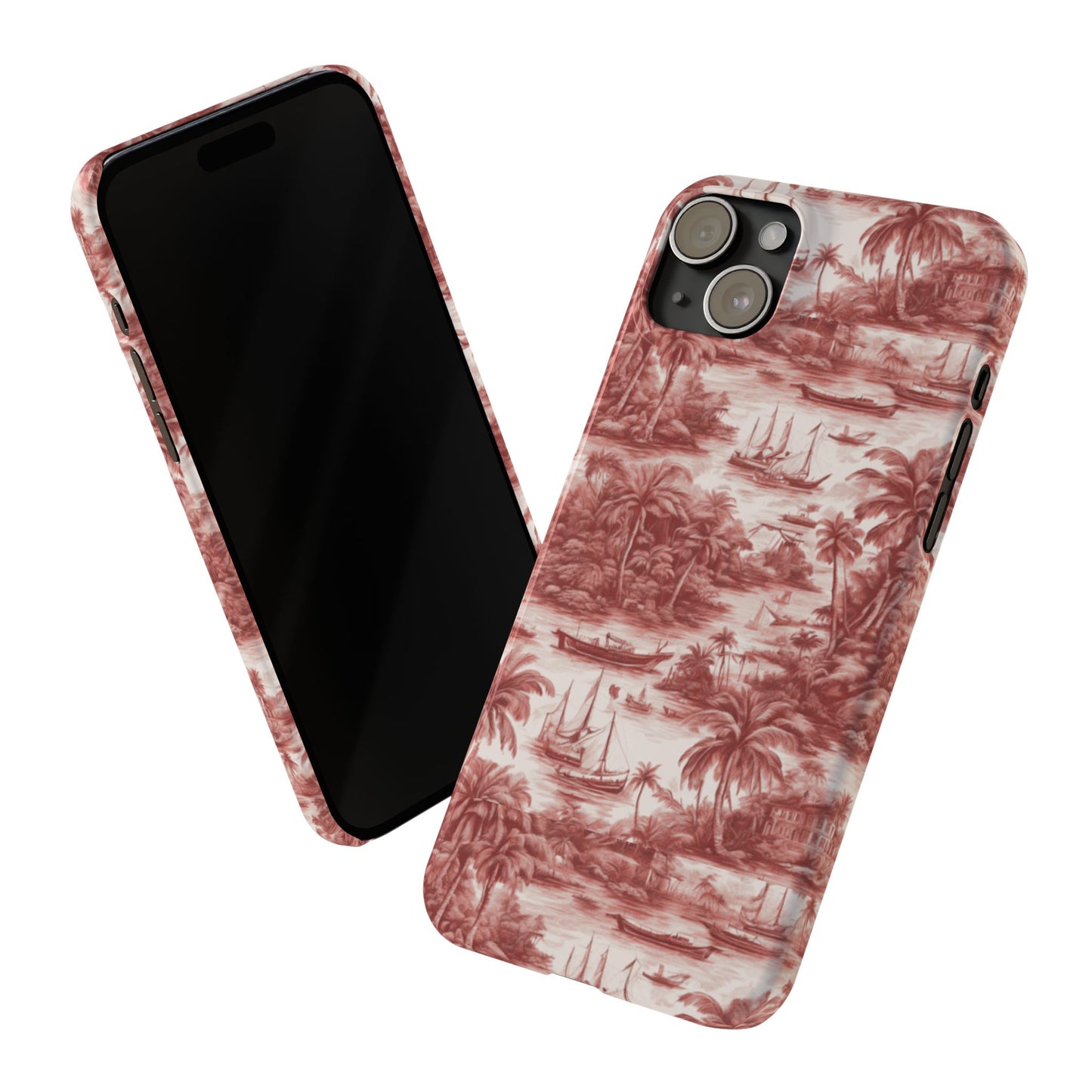 Slim Phone Cases - Tropical Toile #1, russet