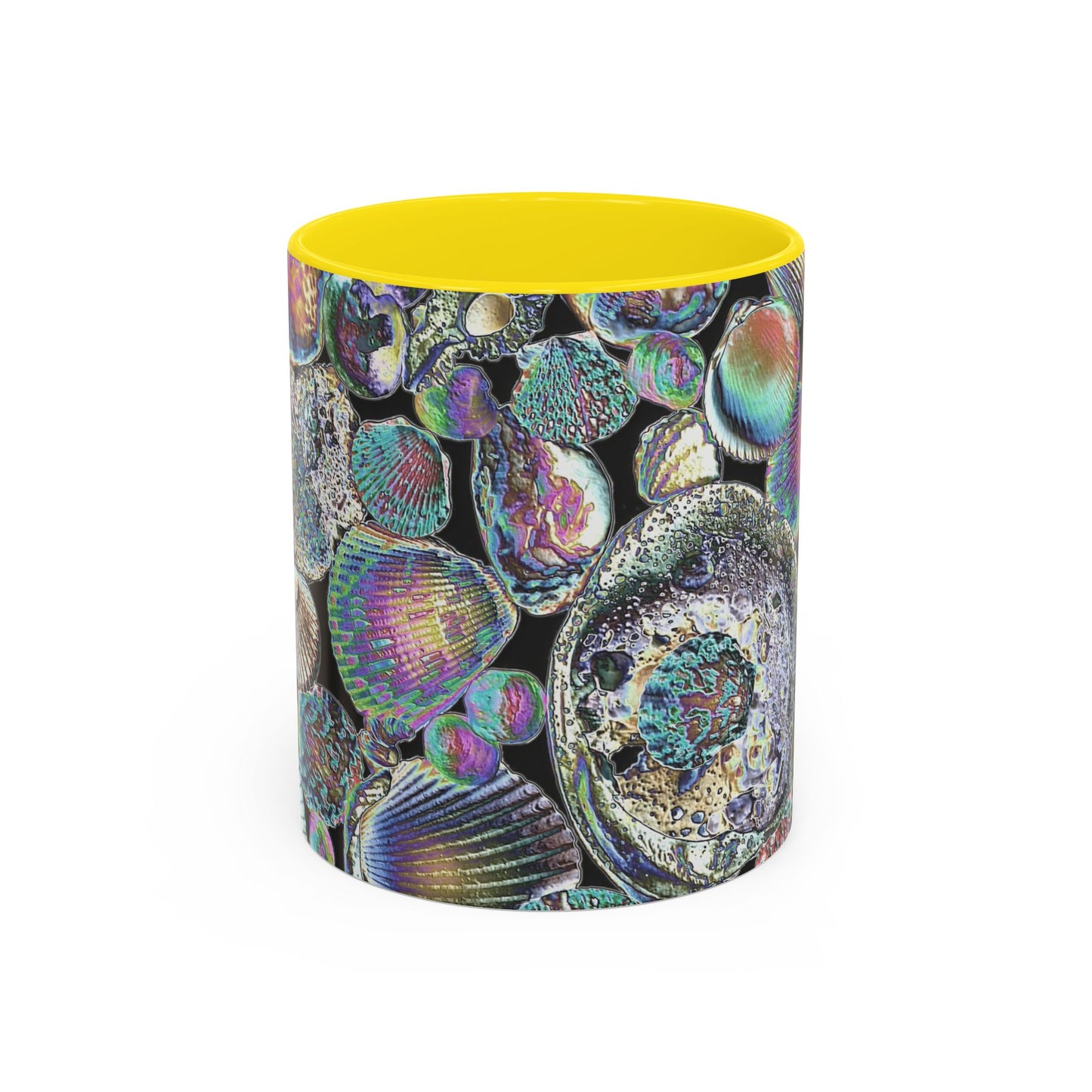 Iridescent Shells Accent Coffee Mug | Unique Sea-Inspired Drinkware / Heatwave Shell Collection