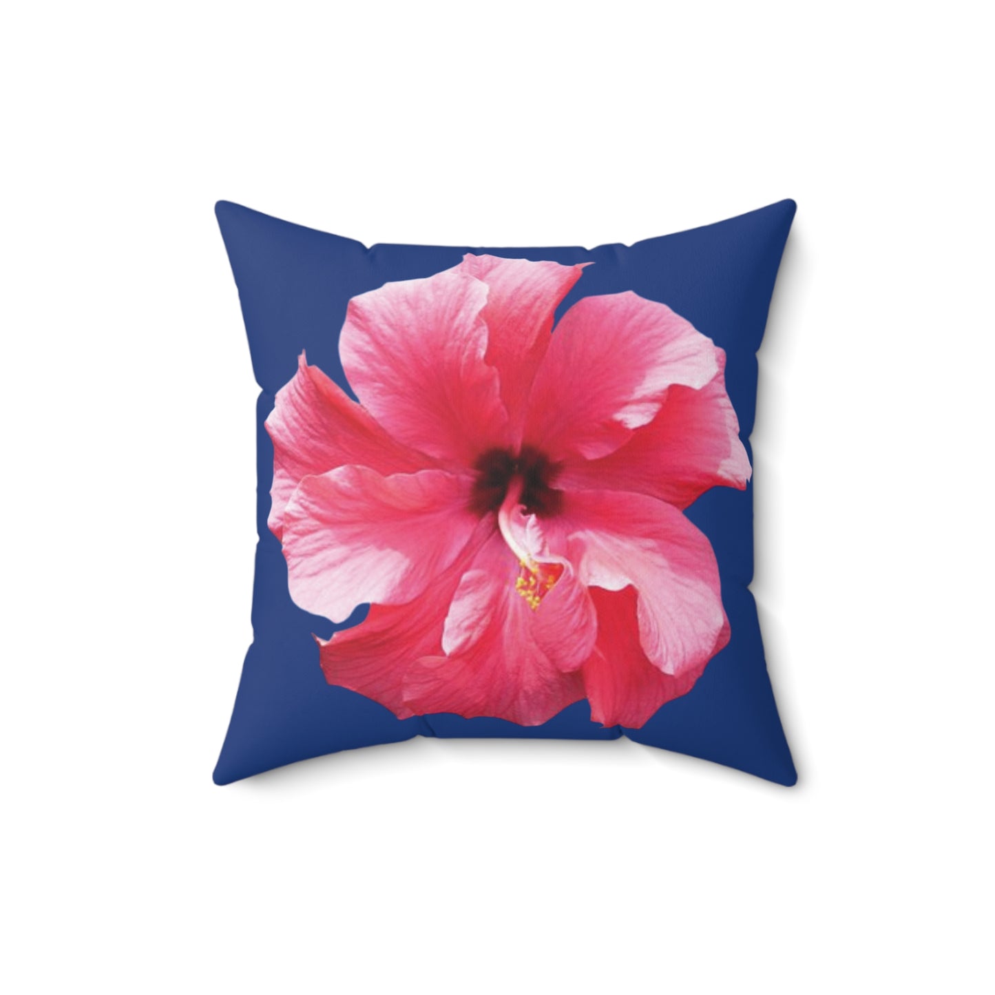 Decorative Pillow - Accent Cushion, 4 Sizes / Photo Pink Hibiscus, Navy Blue