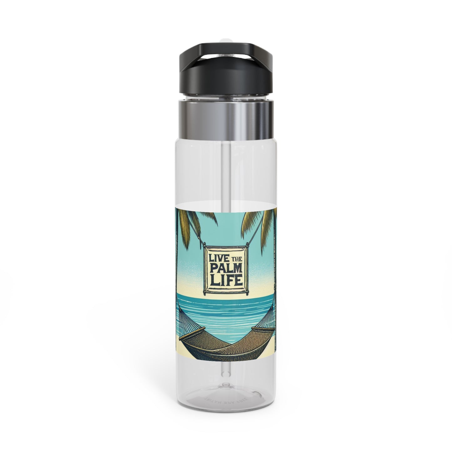 Tropical 20oz Tritan Sport Water Bottle -  Leakproof, Lightweight, BPA-Free / Hammock on the Beach
