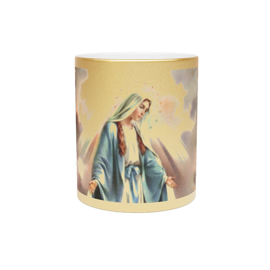 Religious Metallic Mug, Gold or Silver - MACRO "Tropical Rainforest Our Lady of Grace"