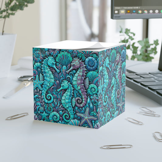 Note Cube - Seahorse Trio/Turquoise