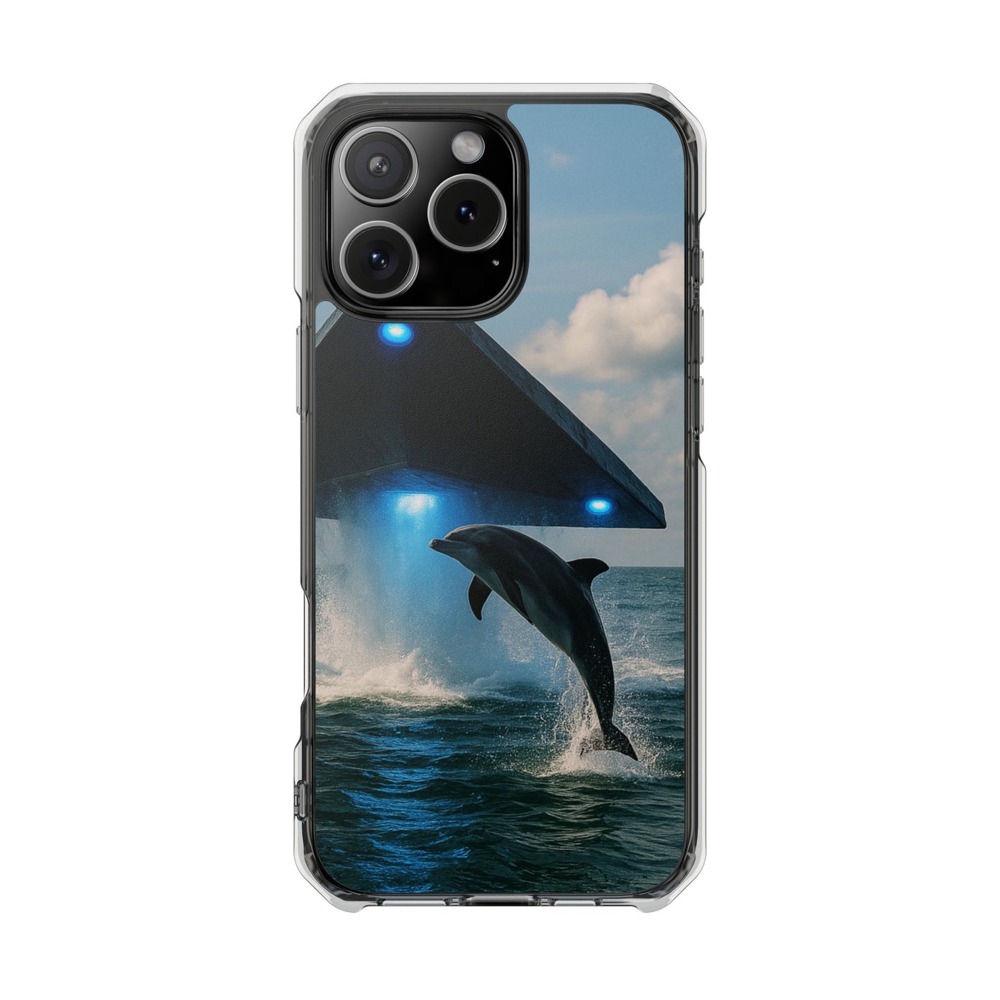 UFO and Dolphin Magnetic Clear Phone Case, Many Models