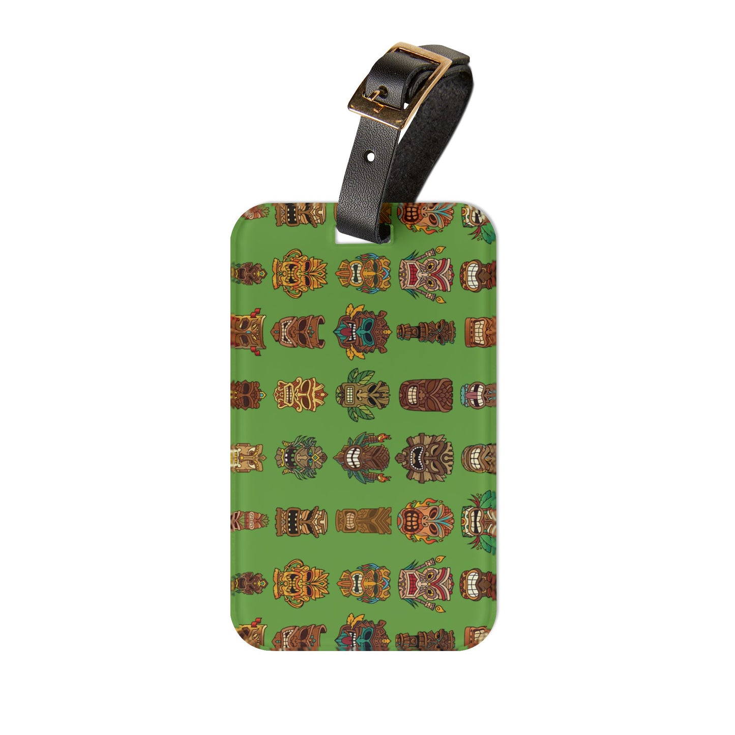 Luggage Tag - Tiny Tiki Dudes, Green