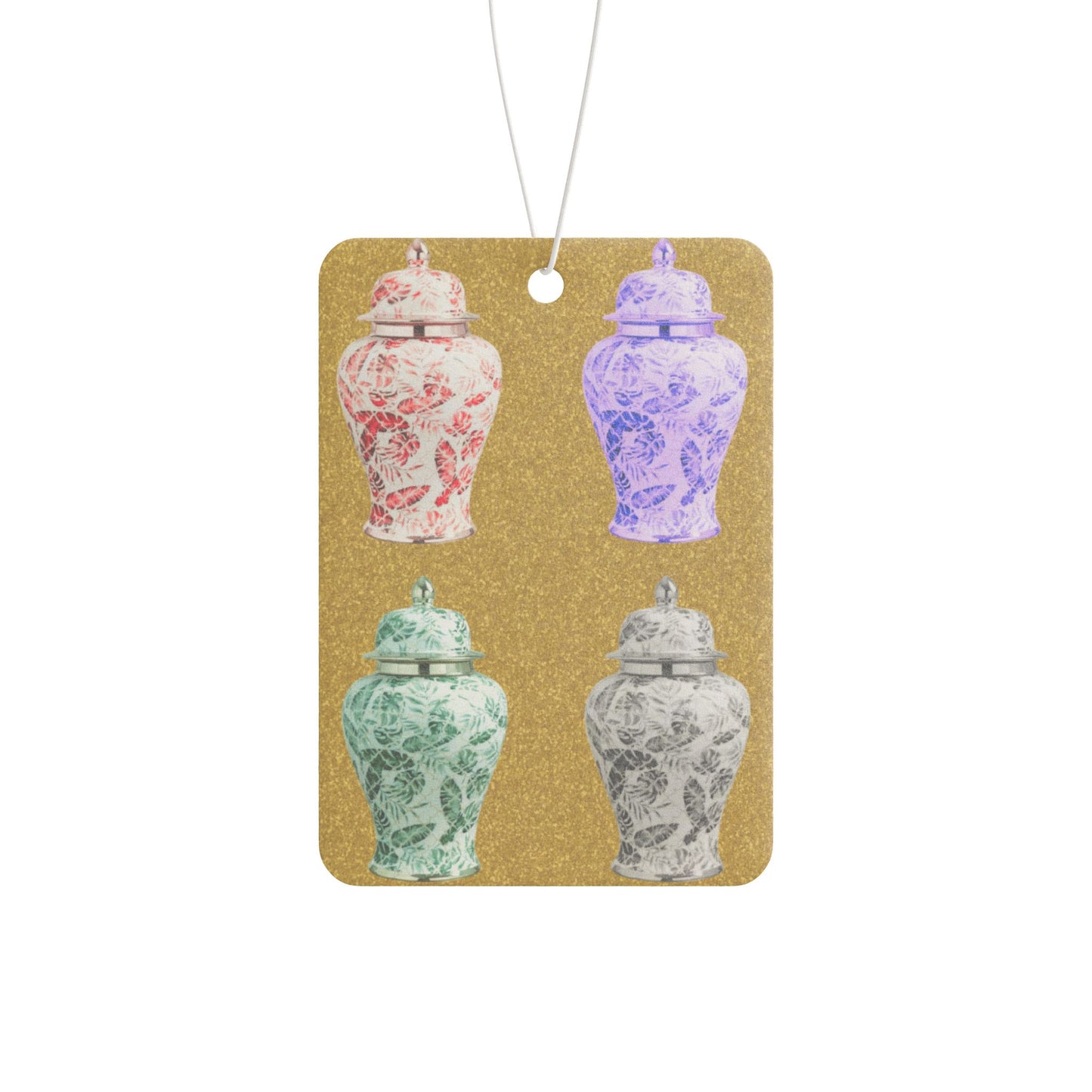 Car Air Freshener - Pop Art Tropical Ginger Jars, Gold