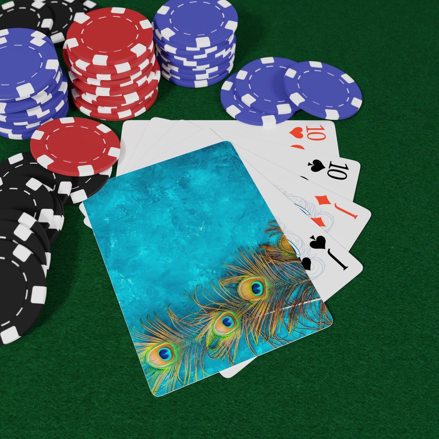 Poker Playing Cards - Peacock Turquoise Glow