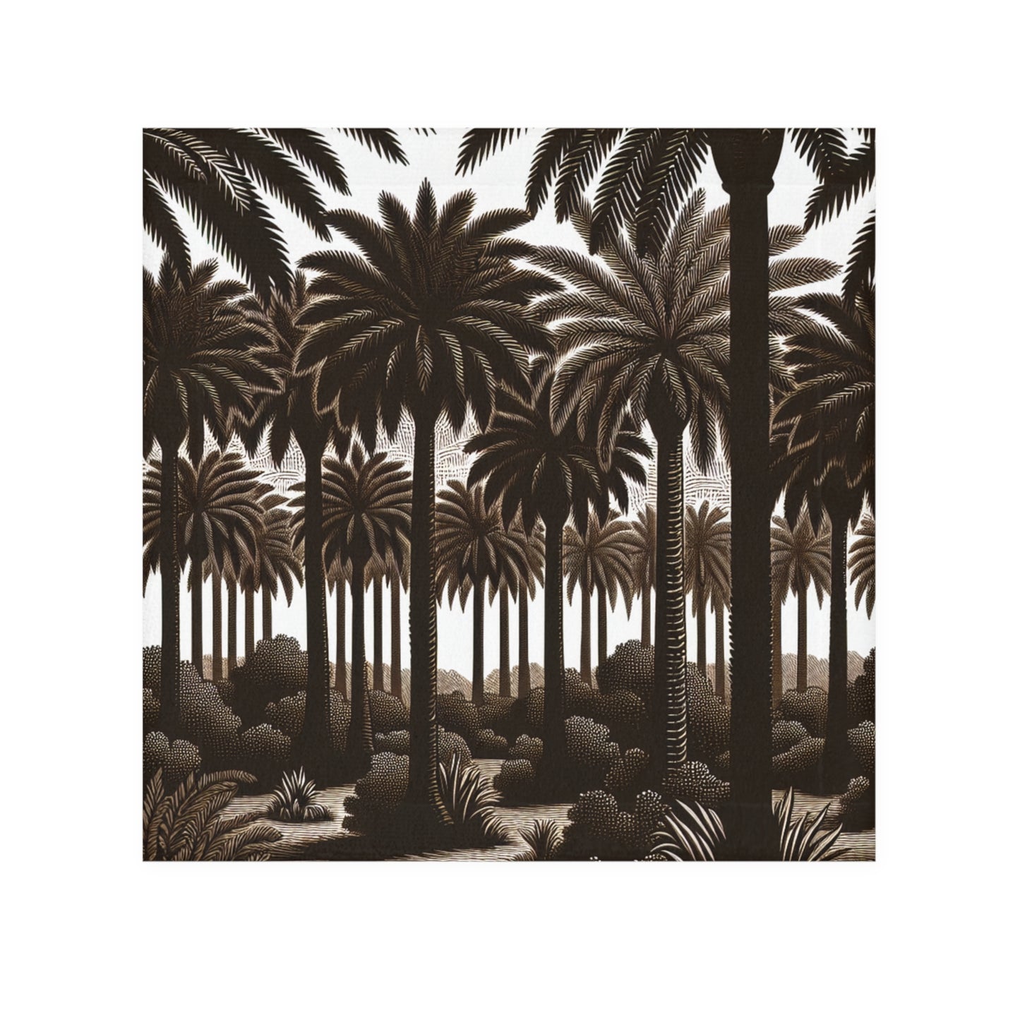 Face Towel - Woodcut Palm Grove