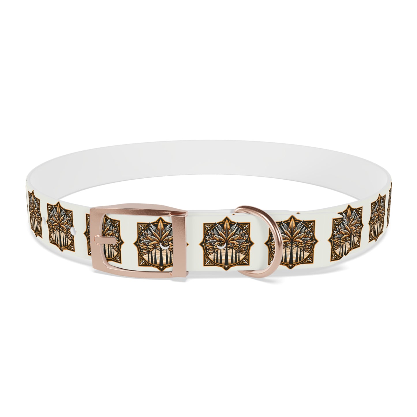 Dog Collar - Deco Palm Trees, Cinnamon