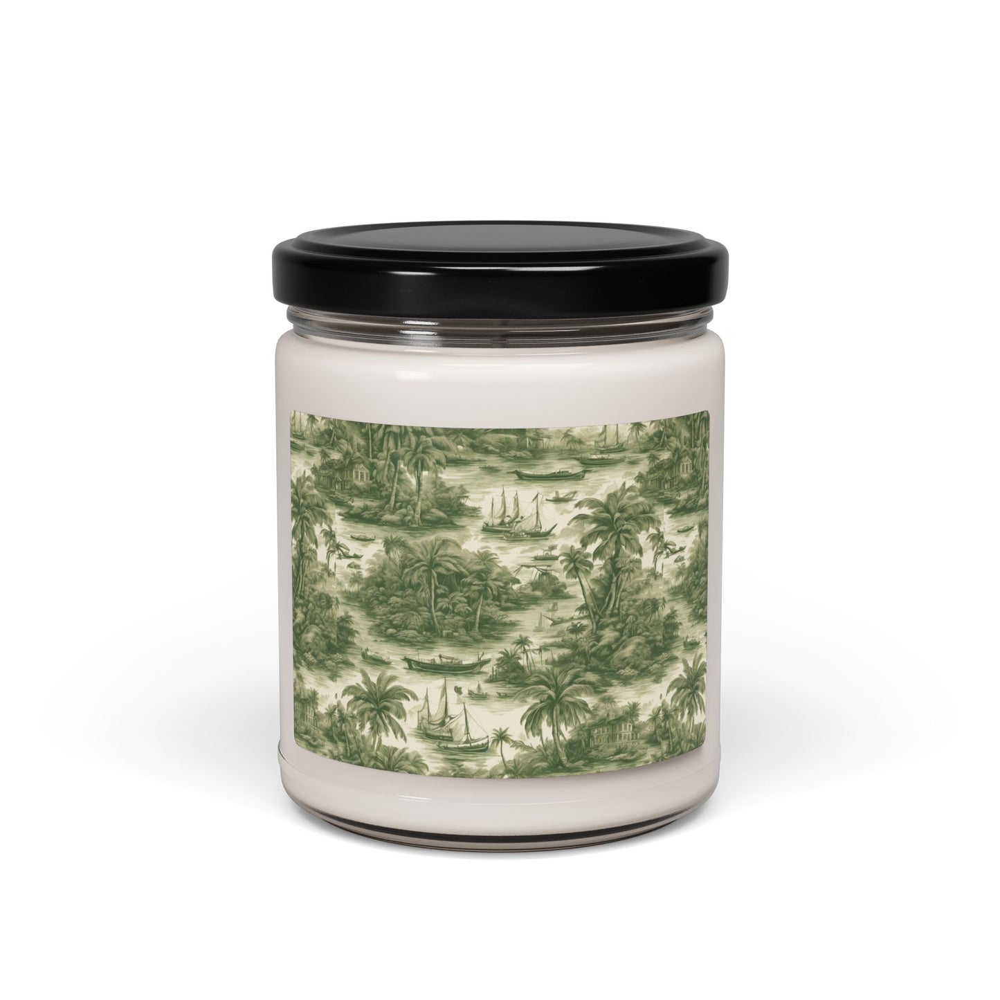 Scented Soy Candle, 9oz - Tropical Toile #1, green