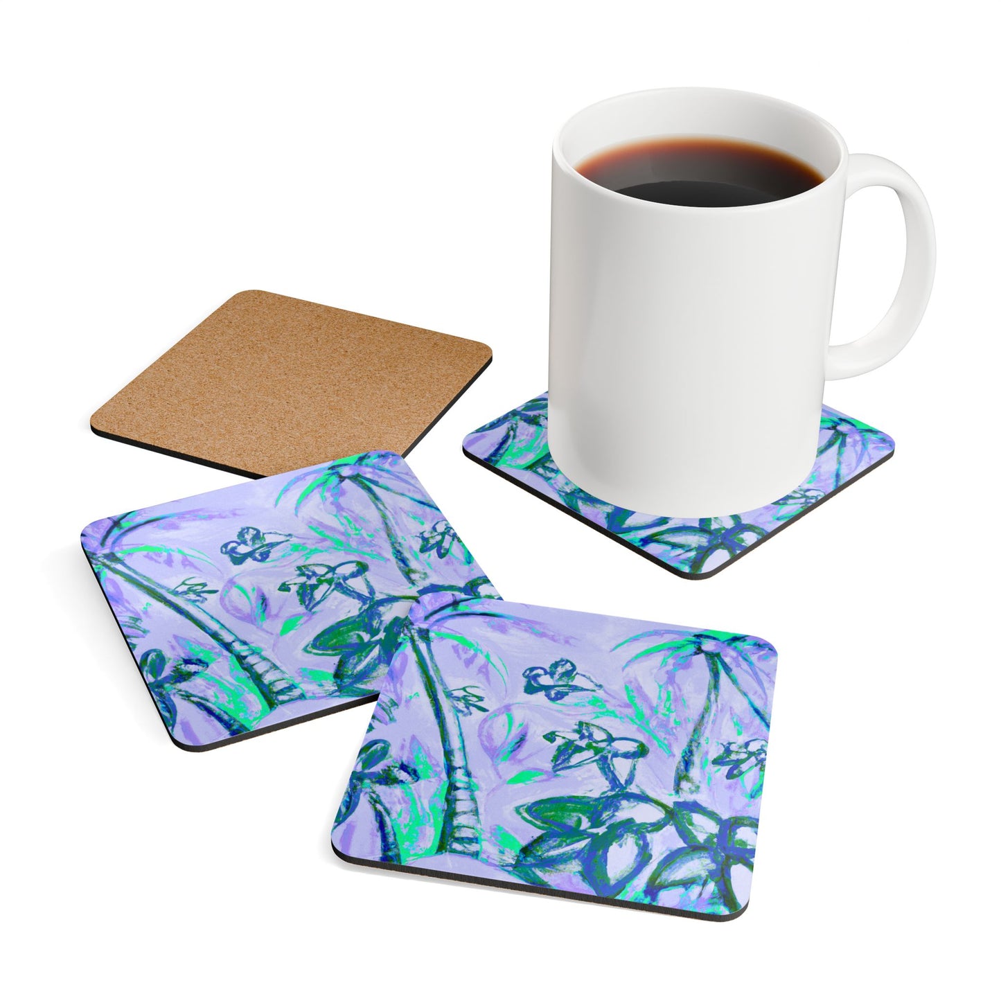 Coaster Set - Tropical Doodles, Lilac