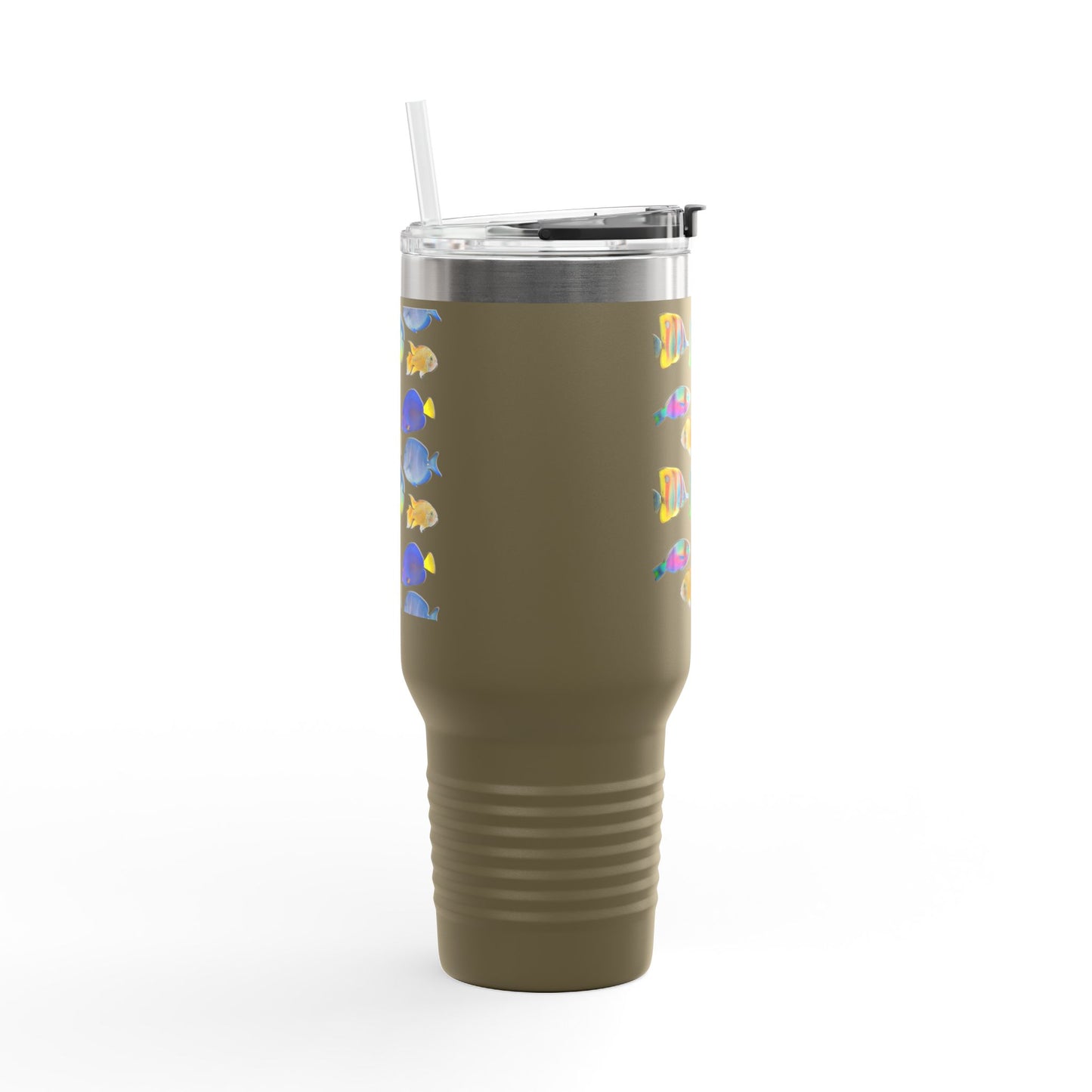 School of Fish/White Insulated Travel Mug - 40oz - Perfect for Outdoor Adventures