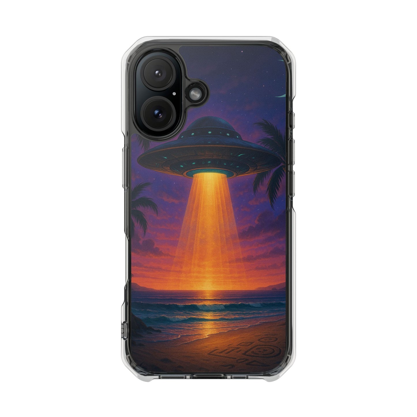 Beach UFO at Night Magnetic Clear Phone Case, Many Models
