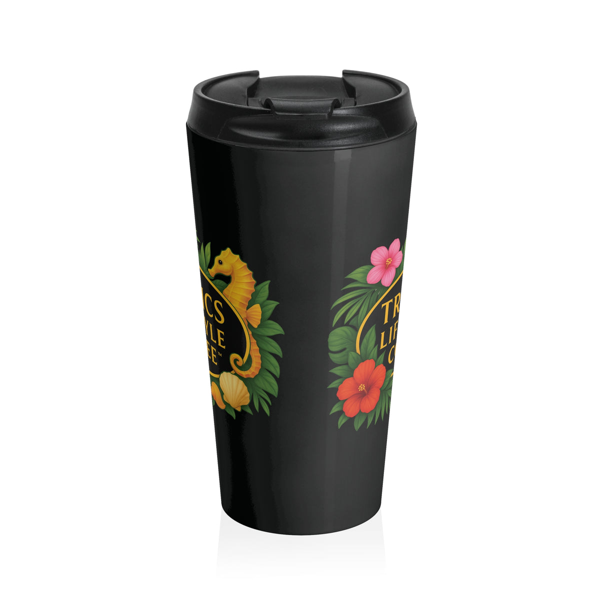 15 oz. Stainless Steel Travel Mug / Seahorse TLCoffee Logo