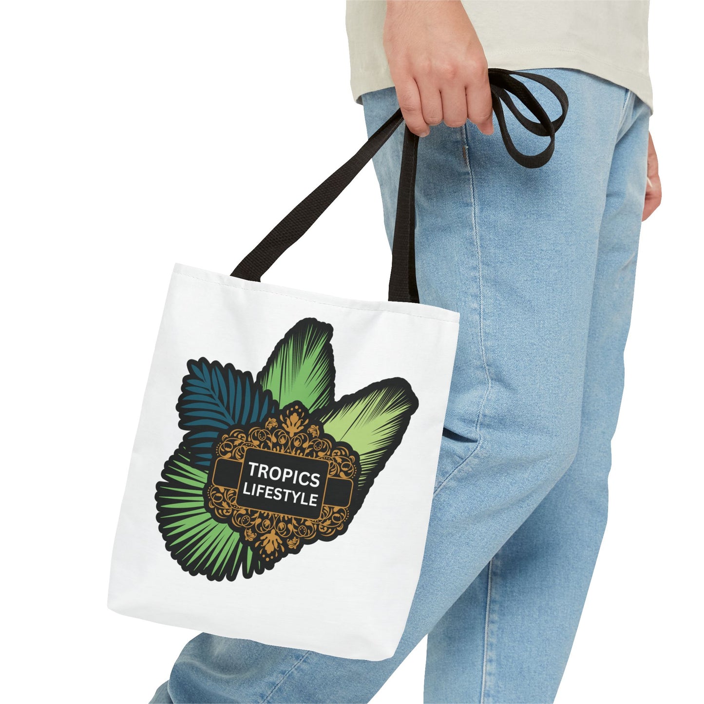 Elegant Tropics Lifestyle Logo Tote Bag - 3 Sizes, White