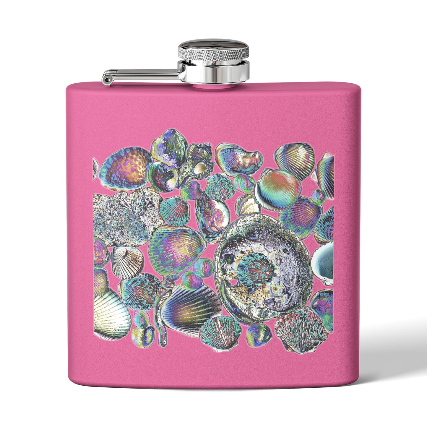 Tropical Stainless Steel 6 oz. Flask, Many Colors  – Heatwave Seashell Collection