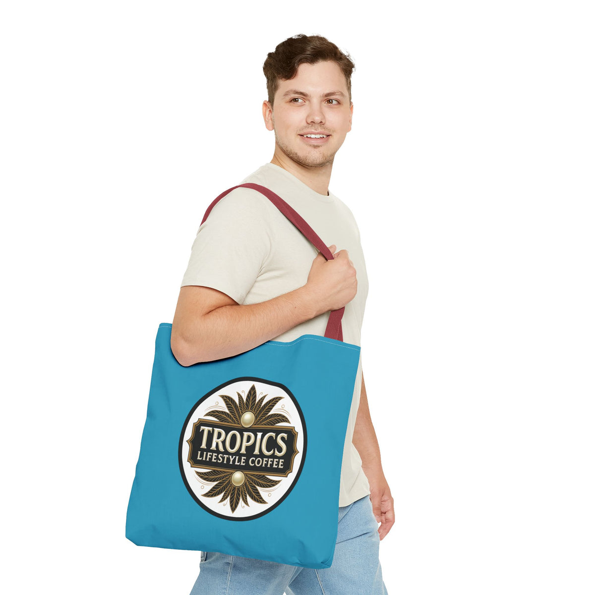 Tropics Lifestyle Coffee Tote Bag - 3 Sizes / Turquoise