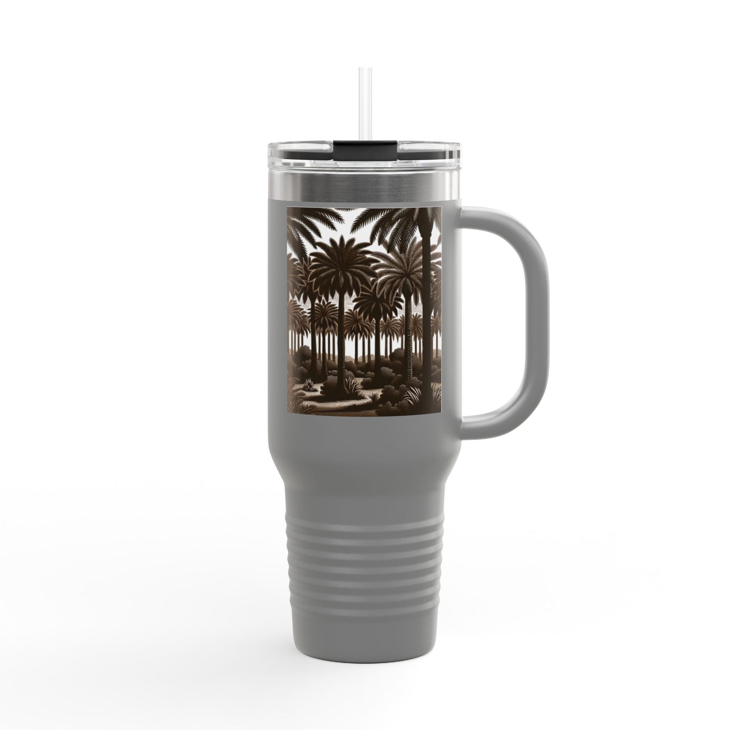 Woodcut Palms Insulated Travel Mug - 40oz - Perfect for Outdoor Adventures