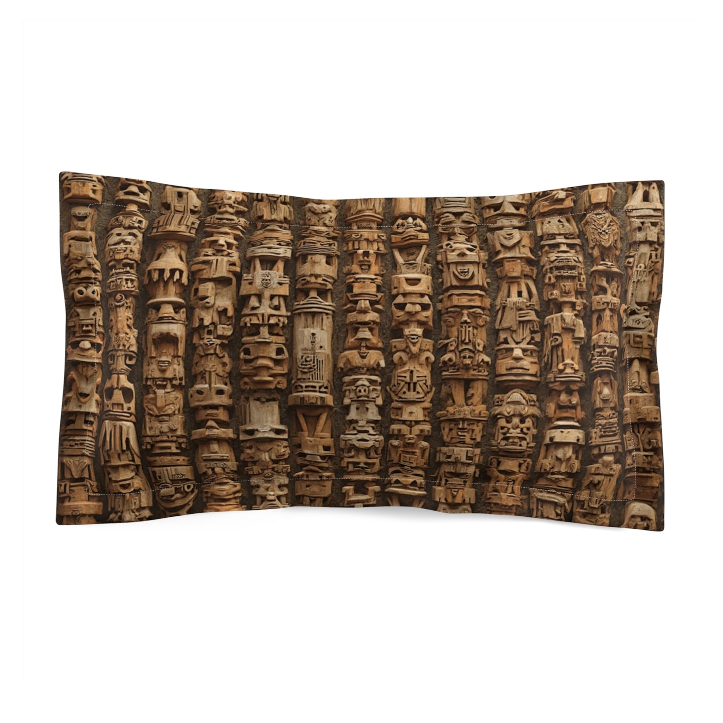 Microfiber Pillow Sham, 2 Sizes | Tropical Vibes for Relaxation / Ancient Tiki Totems