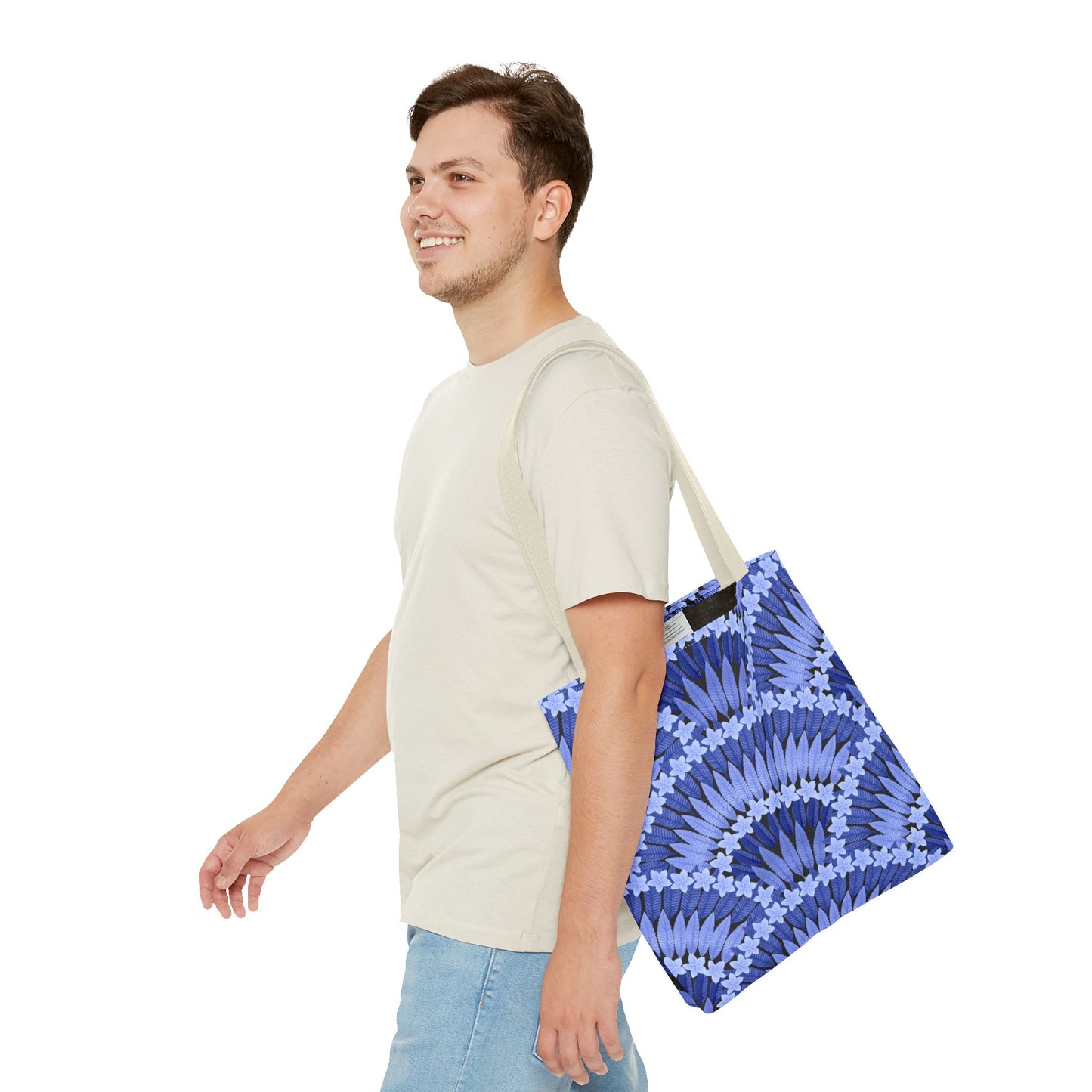 Plumeria and Palms Blue Tote Bag - 3 Sizes