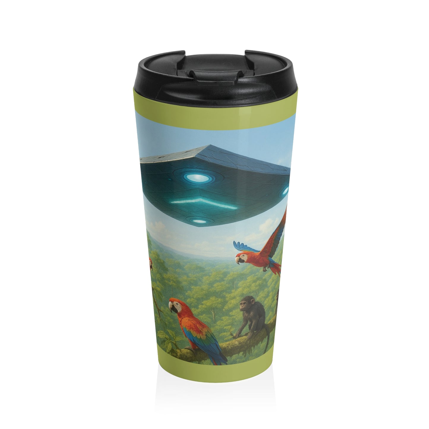 15 oz. Stainless Steel Travel Mug / UFO & Parrots