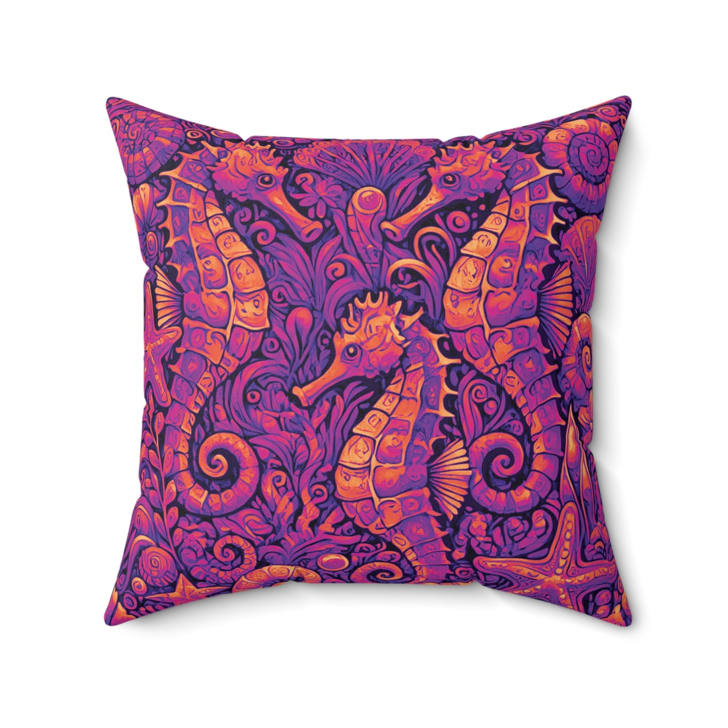 Decorative Pillow - Accent Cushion, 4 Sizes / Seahorse Trio, Pop