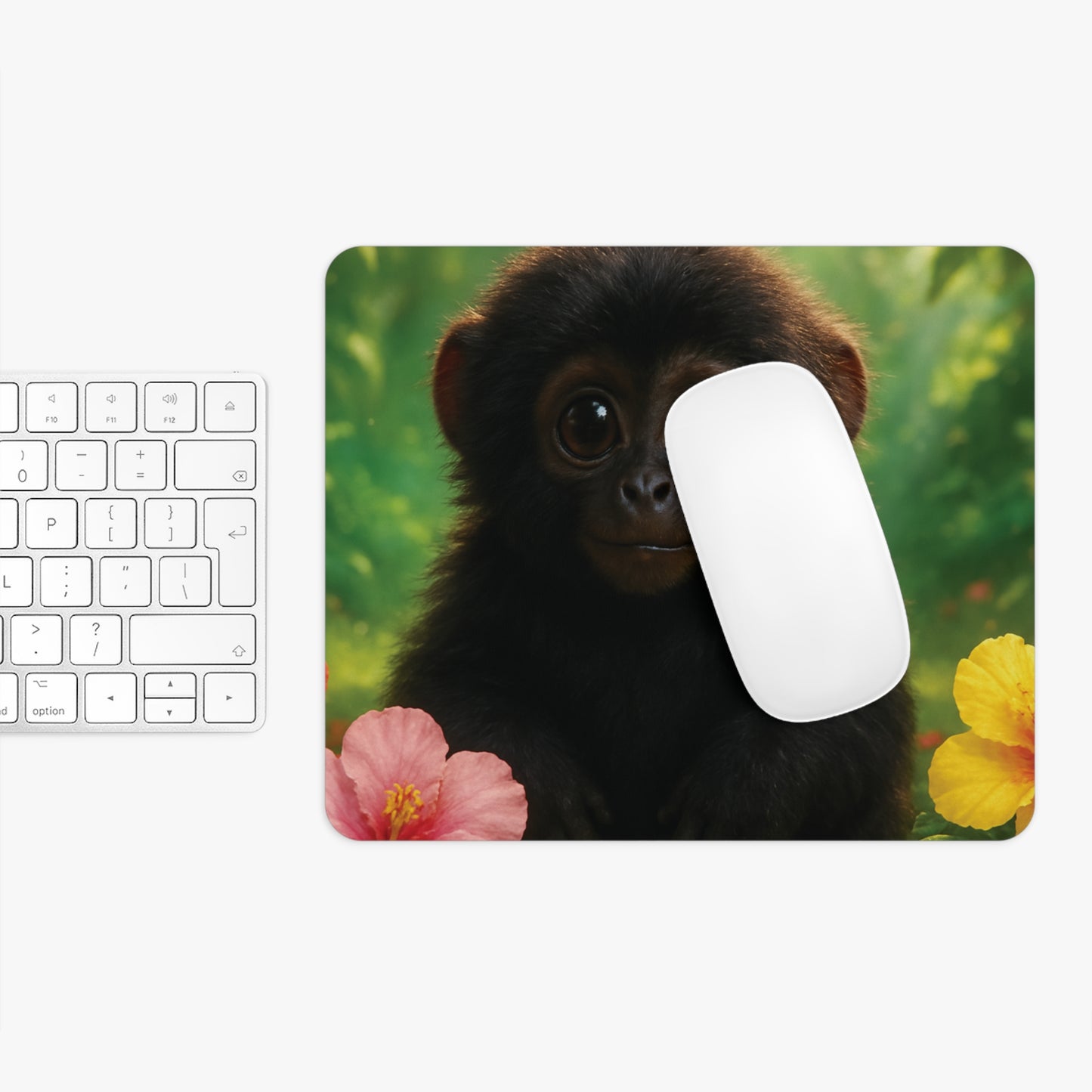 Tropical Mouse Pad, 2 Shapes - Beach Vibes for Home Office & Gamer / Baby Black Howler Monkey
