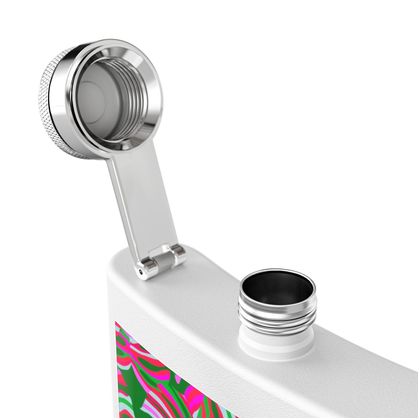 Tropical Stainless Steel 6 oz. Flask, Many Colors  – Neon Monstera Party