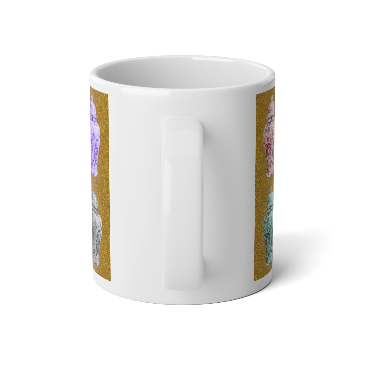 Jumbo Mug, 20oz, Pop Art Ginger Jars, Gold | Tropical Coffee Cup