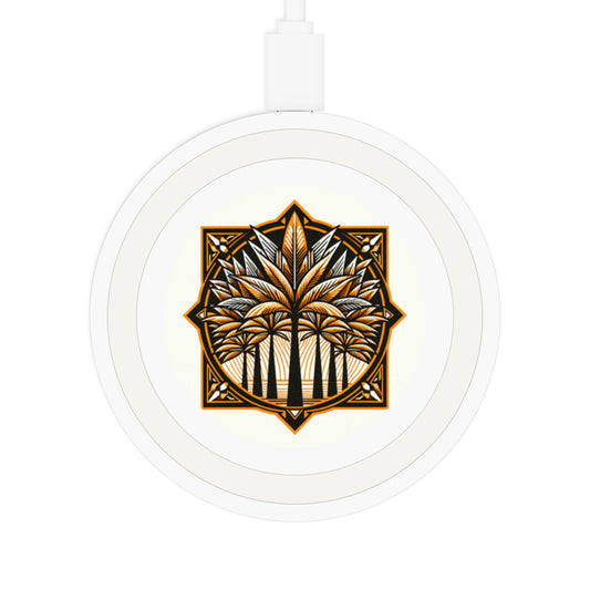 Quake Wireless Charging Pad - Deco Palm Trees, Cinnamon
