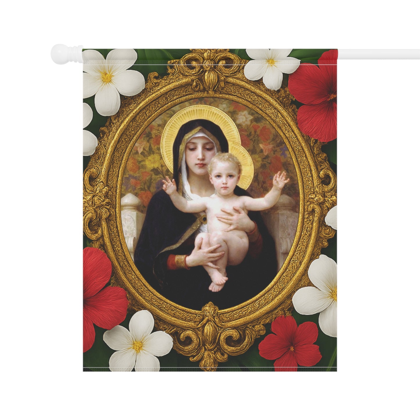 Religious Tropical Garden Flag  - Perfect for Outdoor Decor / Virgin of the Lilies