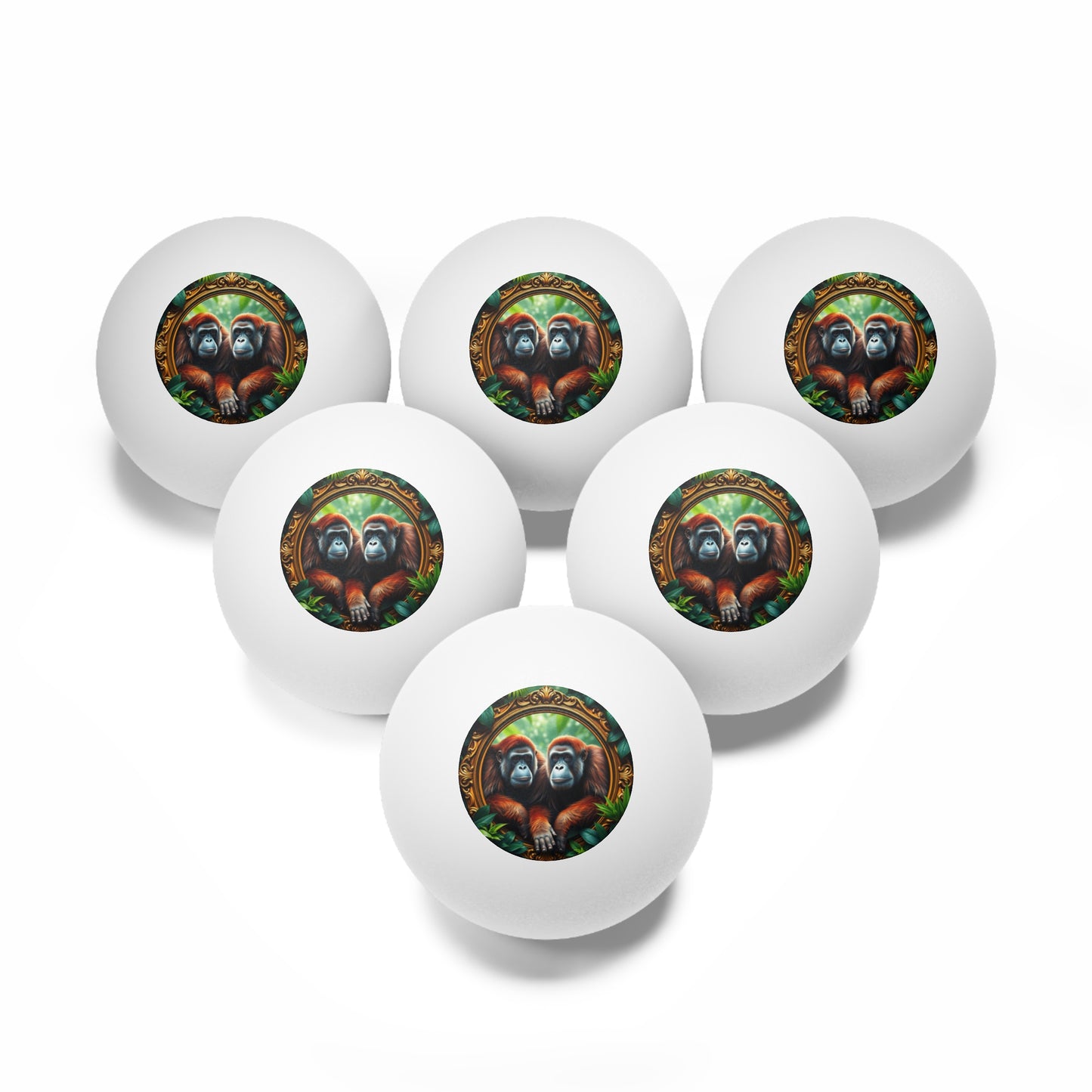 Tropical Paradise Ping Pong Balls - 6 Pack with Framed Orangutan Apes