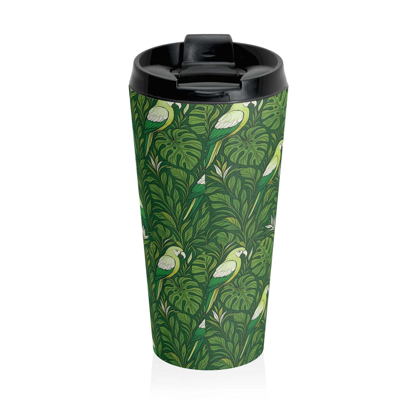 15 oz. Stainless Steel Travel Mug / Parrot Family Lime