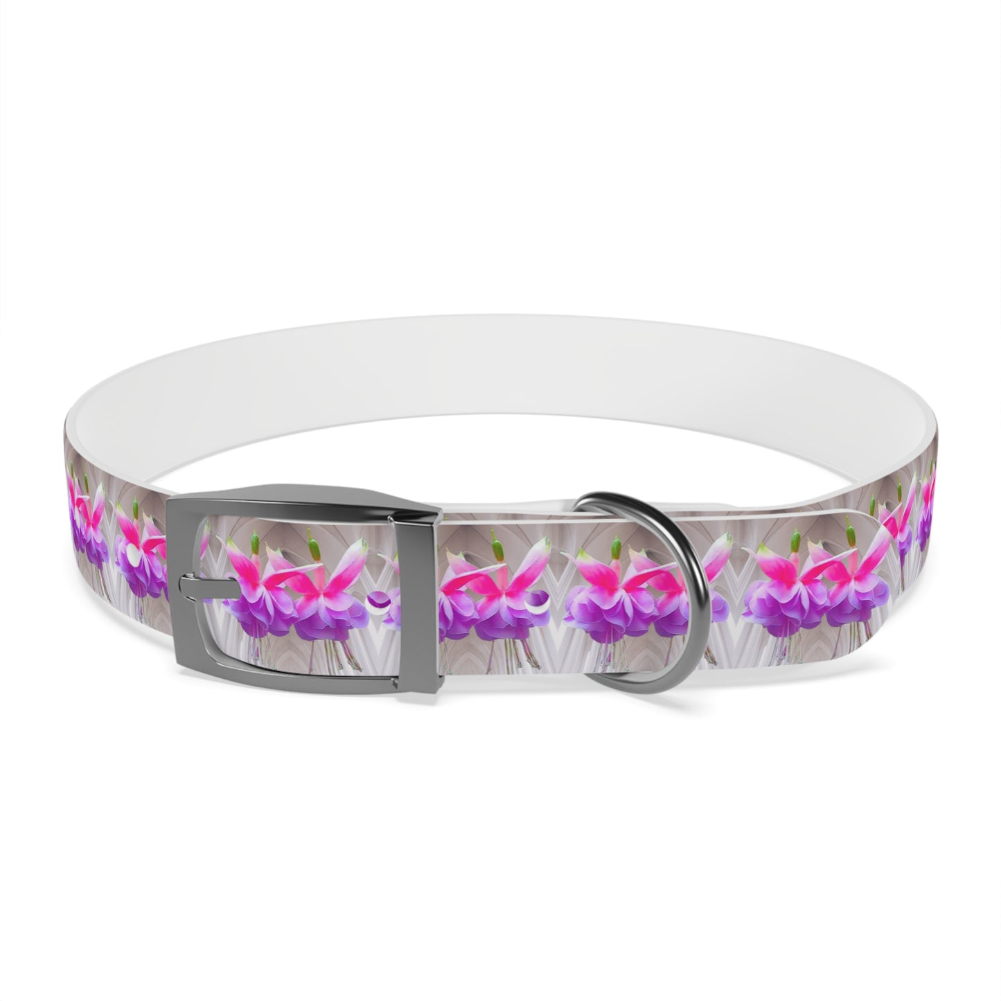 Dog Collar - Two Pink Fuchsias / Gothic, Kaleidoscope