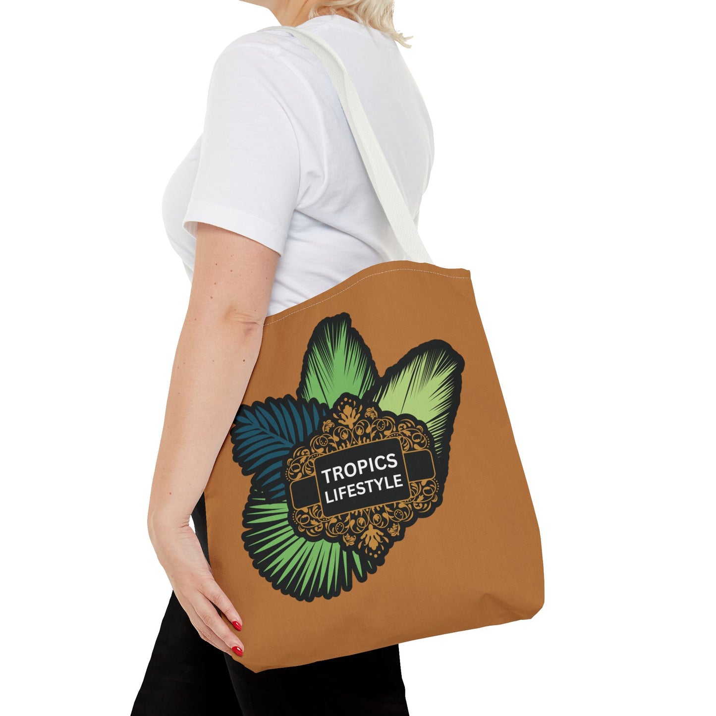 Elegant Tropics Lifestyle Logo Tote Bag - 3 Sizes, Lt. Brown