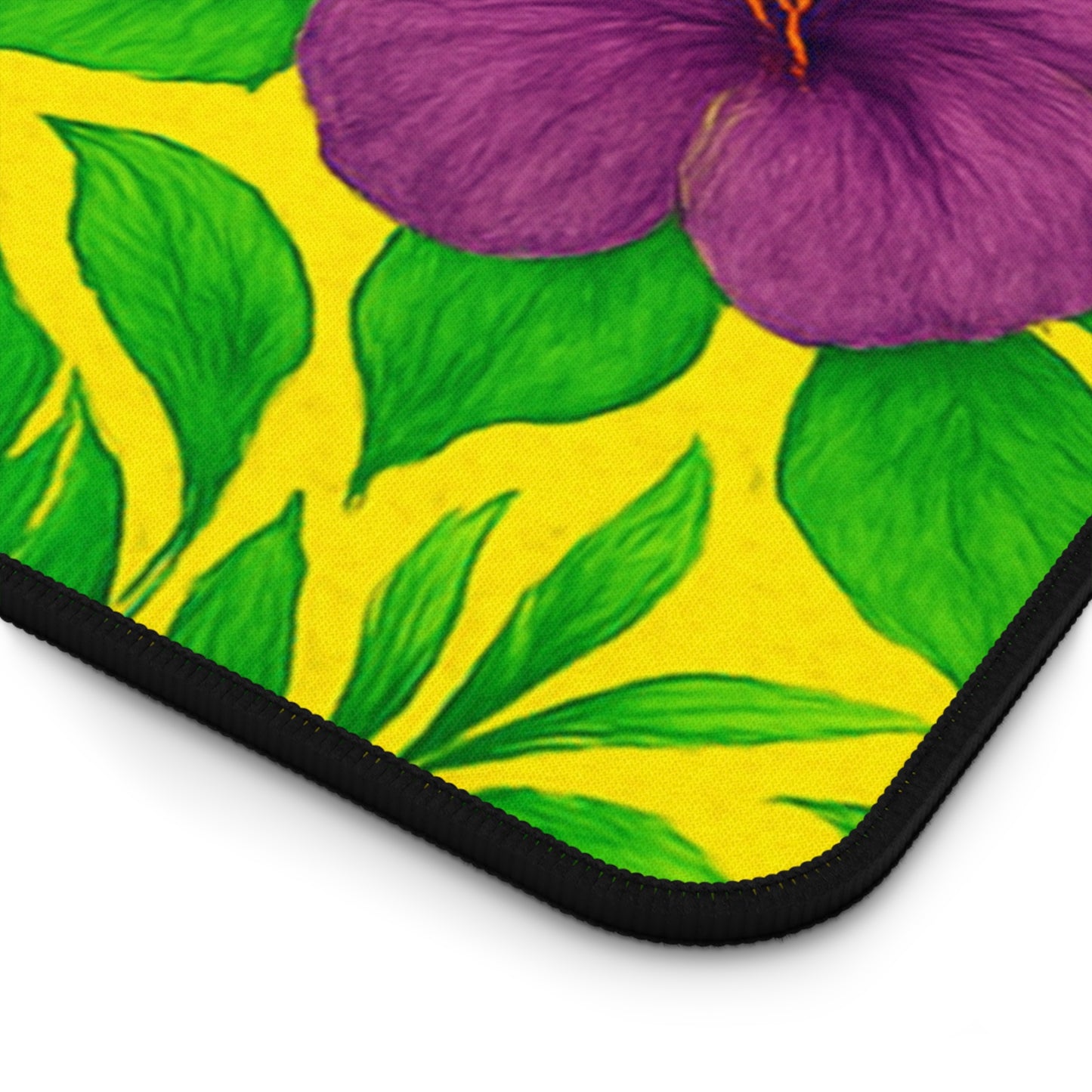 Tropical Mouse Pad/Desk Mat, 3 Sizes - Bright Botanical Design, Perfect for Home Office / Midnight Flower Yellow