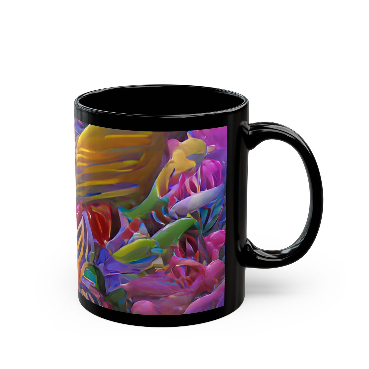 Black Mug (11oz, 15oz), Busy Coral Reef