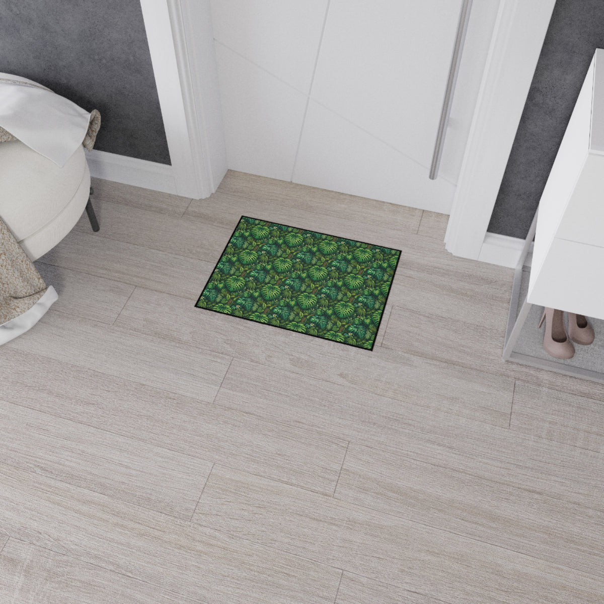 Heavy Duty Floor Mat, 5 Sizes – Tropical Area Rug for Home Décor / Rainforest Greenery