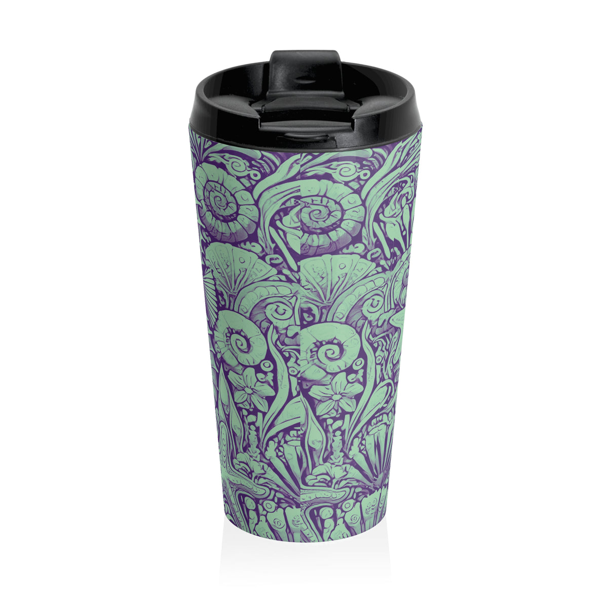 15 oz. Stainless Steel Travel Mug / Seahorse Trio Mint Green