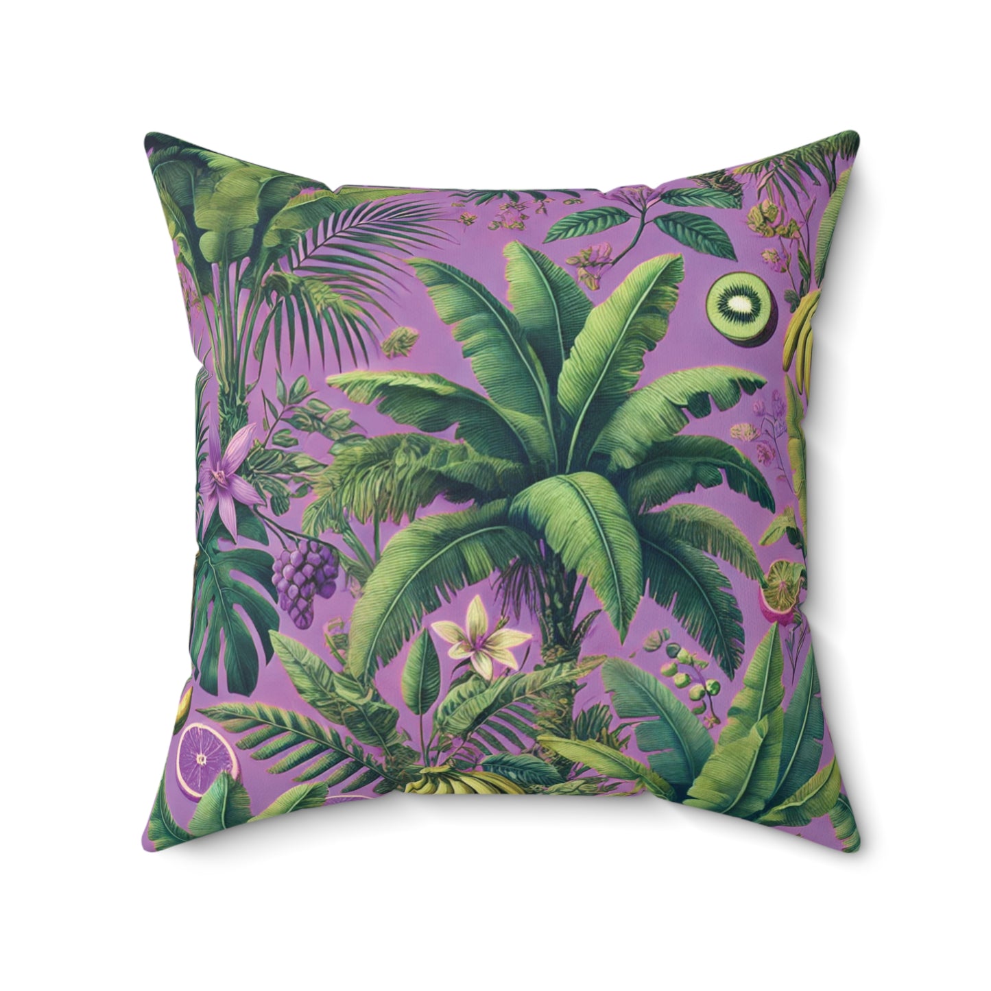 Decorative Pillow - Accent Cushion, 4 Sizes / More Tropical Fruit, Deep Lilac