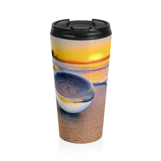 Stainless Steel Travel Mug, 15 oz. — Seaside Crystal Ball Dropped by UFO