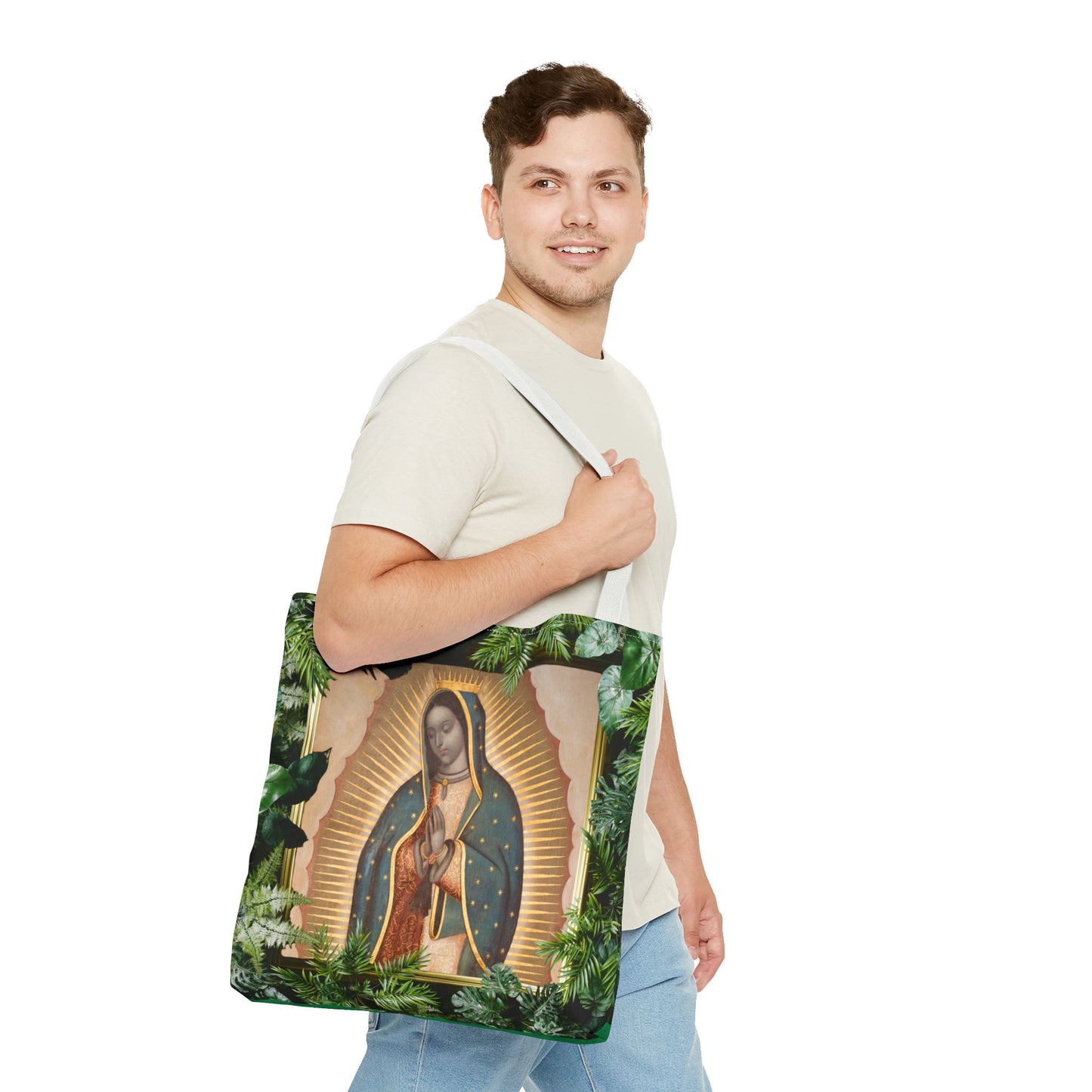 Religious Our Lady of Guadalupe Tropical Tote Bag - 3 Sizes