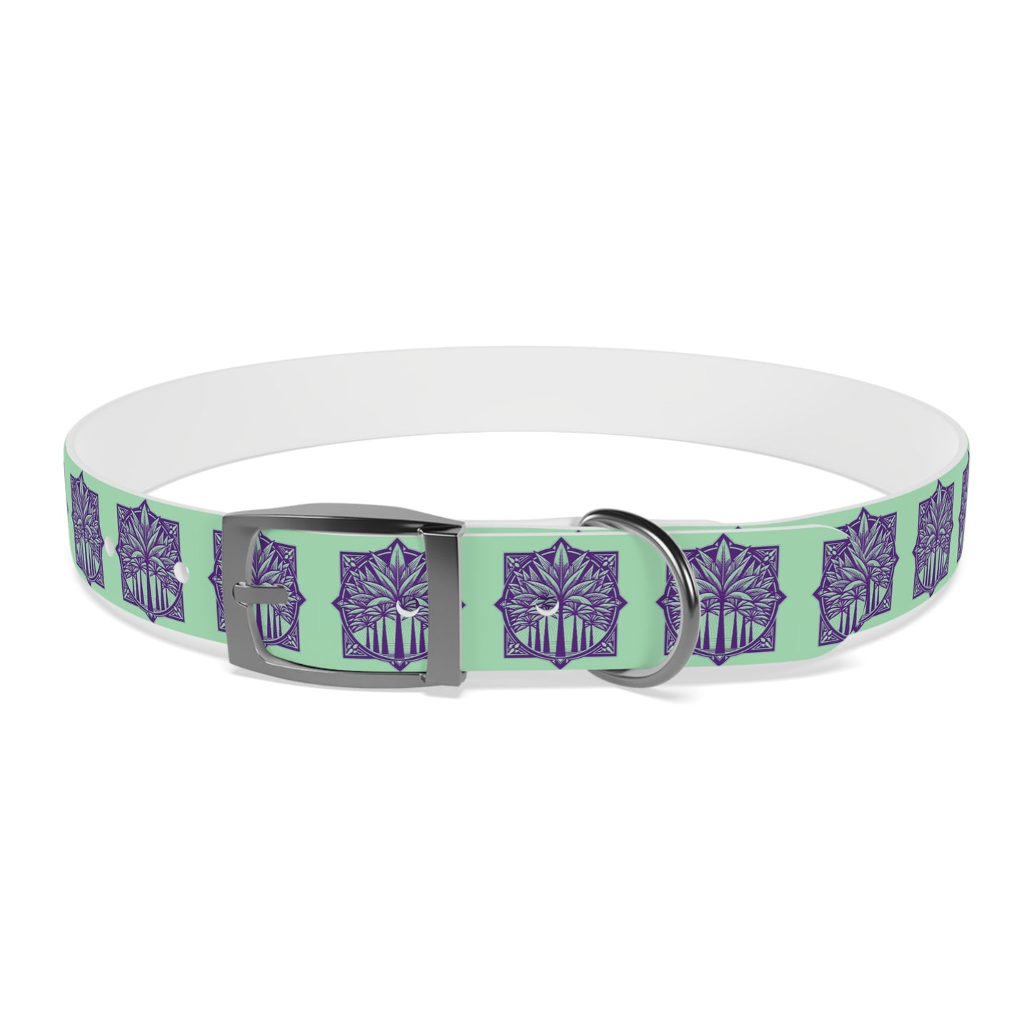 Dog Collar - Deco Palm Trees, Mint Green