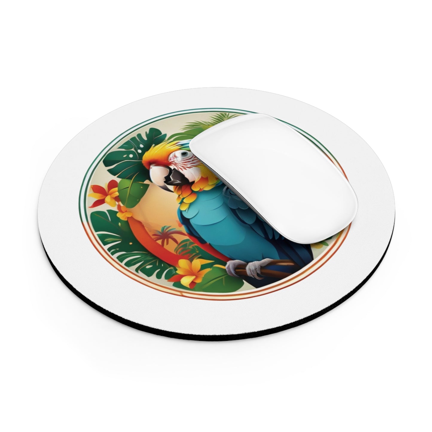 Tropical Mouse Pad, 2 Shapes - Rainforest Vibes for Home Office & Gamer / Pet Parrot