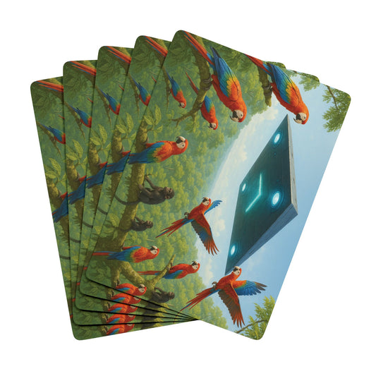 Poker Playing Cards - Macaws and UFO