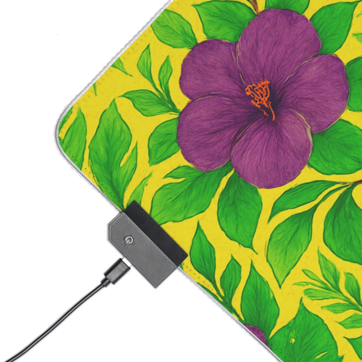 LED Gaming Mouse Pad With Vibrant RGB Lighting, 4 Sizes / Midnight Flower Yellow