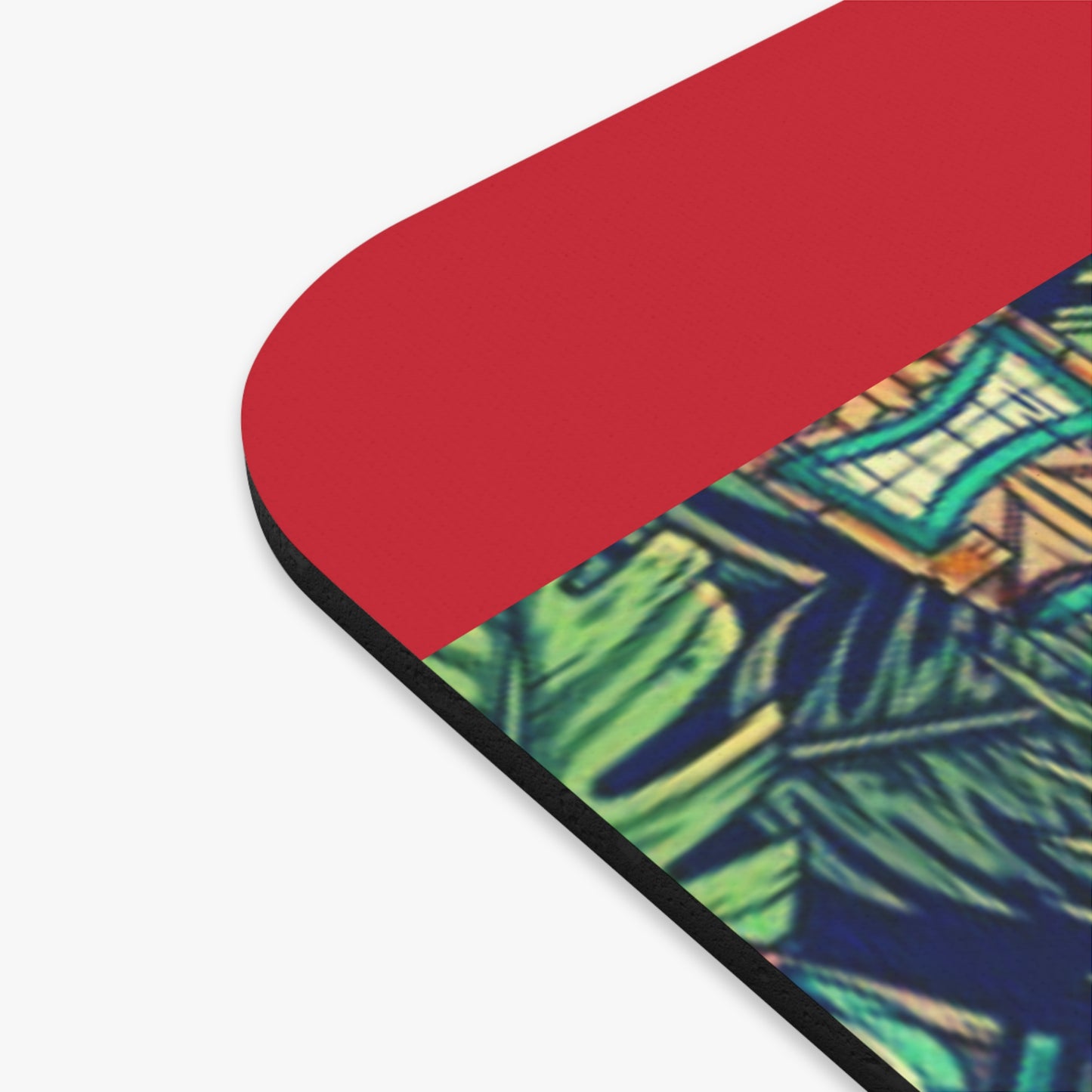 Mouse Pad (Rectangle) - Tiki Greenery, Dark Red