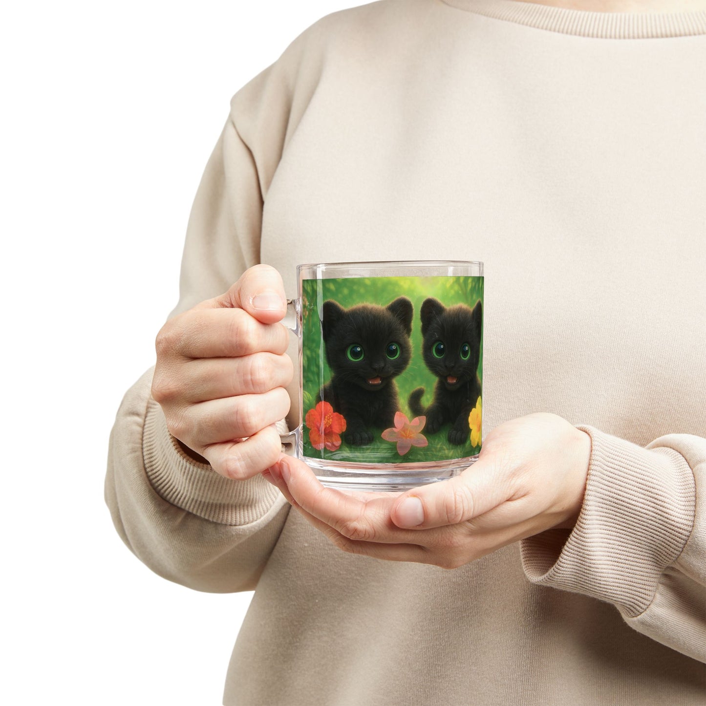 Baby Black Panthers Glass Mug - 10oz, Perfect for Rainforest Lovers