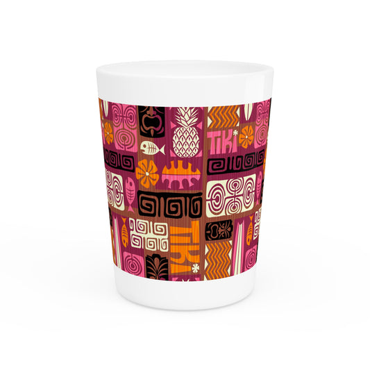 Ceramic Shot Glass - Tiki Poster Pink/Orange