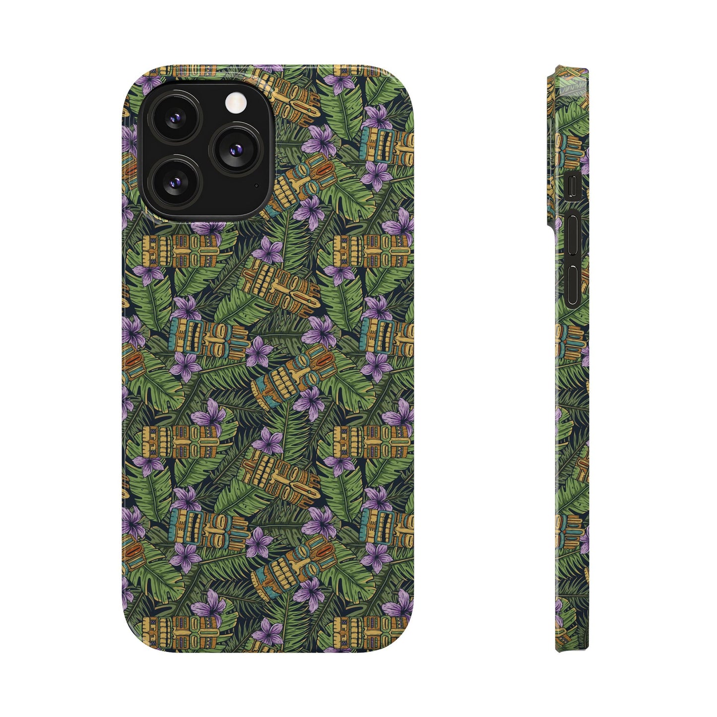 Slim Phone Cases - Tiki Purple Greenery